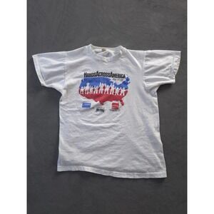 Vintage 80s Hands Across America Coca-Cola Screen Stars White T-shirt Cotton L